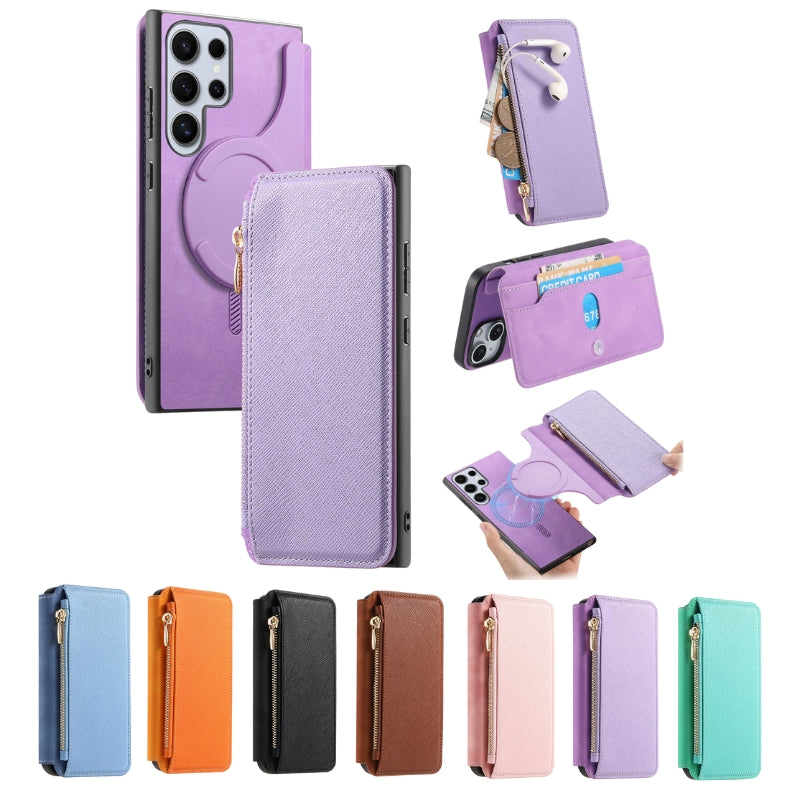 Load image into Gallery viewer, [Magsafe Compatible] Samsung Galaxy A25 5G (SM-A256) - Detachable Flip PU Leather Zipper Storage Wallet Series Case
