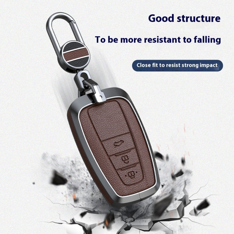 Load image into Gallery viewer, Toyota Zinc Alloy Leather Key Case For Camry, C-HR, Corolla, RAV4, Avalon, Land Cruiser, Prado, Prius
