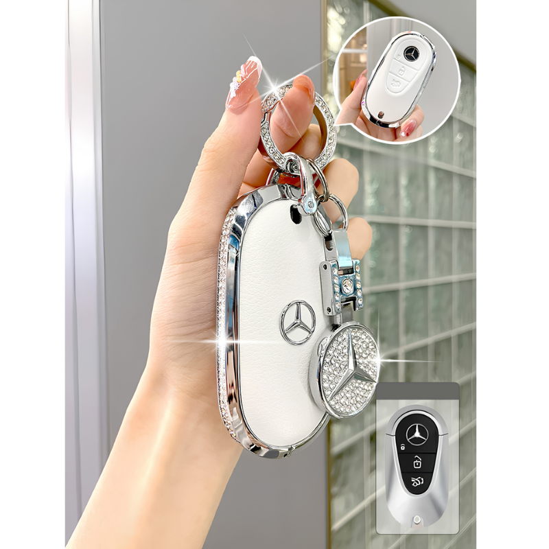 Load image into Gallery viewer, Mercedes Benz Glitter Leather Car Key Fob Case Cover For E300L, C260L, C200, GLB, A200L, S-Class, GLC260, GLE350, GLA - i-Station Mobile Phone &amp; Electronic Device Repair and Accessories
