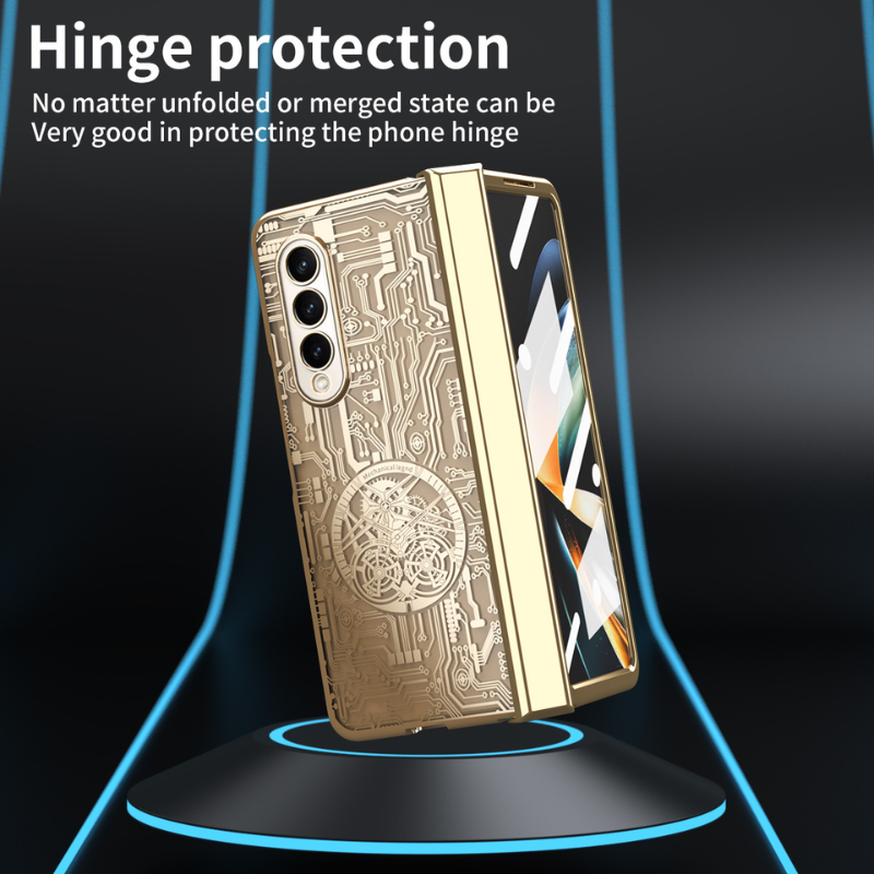 [Built-in Screen Protector] Samsung Galaxy Z Fold 3 SM-F926 Electroplated Mechanical Gear Full-cover Fashion-Forward Series Case - i-Station Mobile Phone & Electronic Device Repair and Accessories