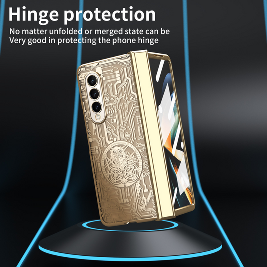 [Built-in Screen Protector] Samsung Galaxy Z Fold 4 SM-F936 Electroplated Mechanical Gear Full-cover Fashion-Forward Series Case