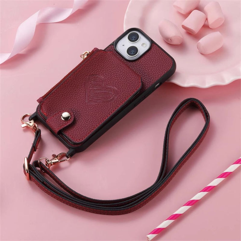 Load image into Gallery viewer, [With Card Slot][Car Magsafe Compatible] Apple iPhone 11/Pro/Max - Women Crossbody Zip Leather Wallet With Lanyard Drop proof Case
