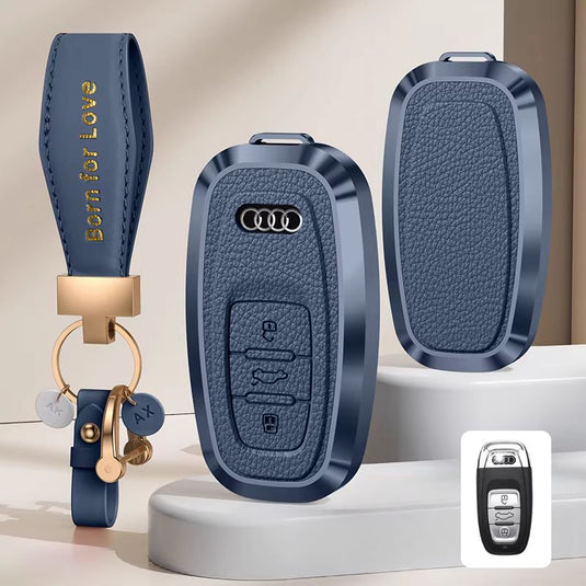 Audi Aluminum Alloy Leather Car Key Fob Case Cover For A6L, A4L, Q5L, A3L, Q3, Q2L, A5, A7L, Q7, A8, Q4 e-tron - i-Station Mobile Phone & Electronic Device Repair and Accessories
