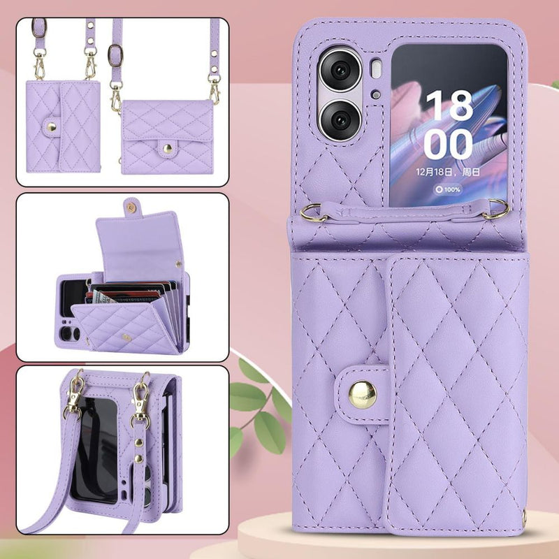 Load image into Gallery viewer, [With Card Slot] OPPO Find N3 Flip (PHT110) - Women Crossbody Simple PU Leather Wallet Series Case With Lanyard
