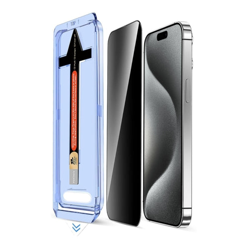 [Easy Automatic Fit Self-Installation Kit] [Privacy] iPhone 15/Plus/Pro/Max - Magic Box Full Covered 9H Hardness HD Tempered Glass Screen Protector