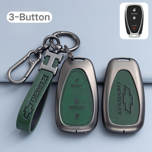 Chevrolet Zinc Alloy + PU Leather Car Key Fob Case Cover For Cavalier, Malibu, Cruze, Trax, Monza, Sail