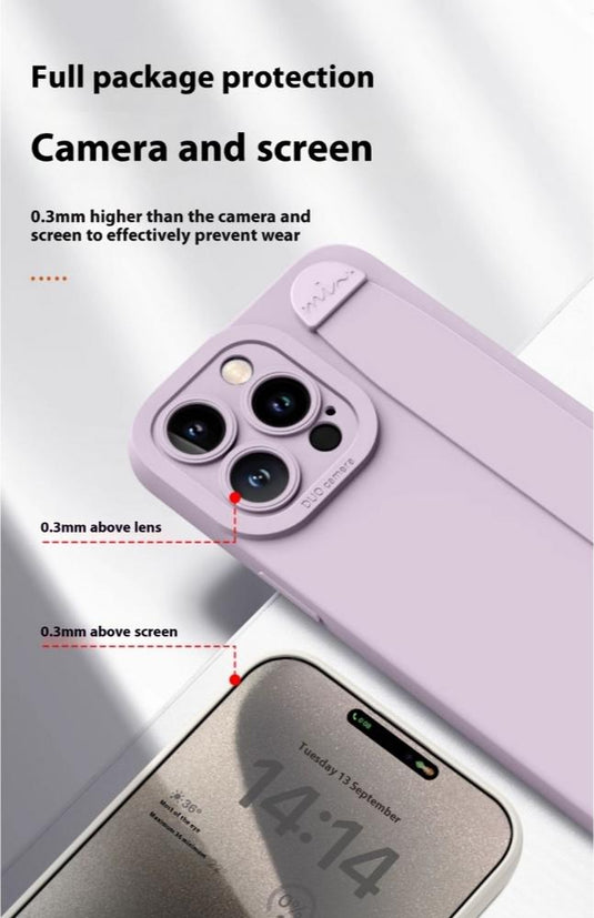 [Wrist Strap Bracket] Apple iPhone 15/Plus/Pro/Max - Washable Liquid Silicone Protective Case