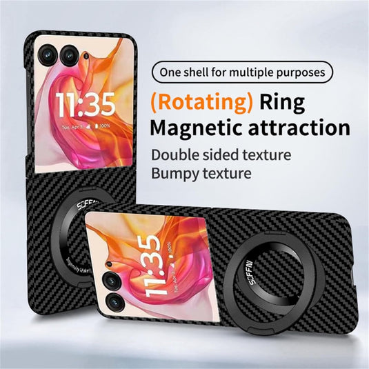 [360° Rotating Bracket] Motorola Razr 40/Ultra - Carbon Fiber Style MagSafe Magnetic Shockproof Protective Case