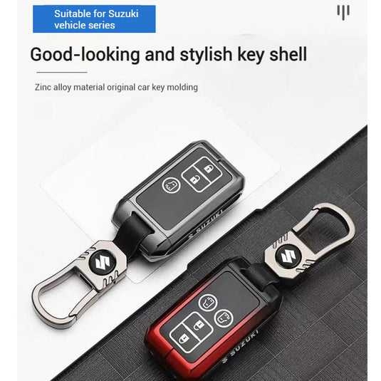 Suzuki Zinc Alloy + Silicone Car Key Fob Case Cover For Dzire, Ertiga, Vitara, Brezza, Baleno, Hustler, Jimny