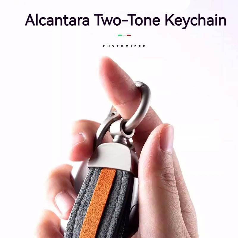 Load image into Gallery viewer, Premium Alcantara Two-Tone Matte Car Key Fob Keychain

