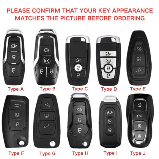 Ford Zinc Alloy Leather Folding Car Key Fob Case Cover For Ranger, Mustang, Everest, Escape, Puma, Transit, Focus, Fiesta, Ranger Raptor, Mondeo