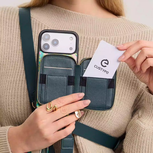 [With Card Slot] Apple iPhone 15/Plus/Pro/Pro Max - Custype Floral Protective Wallet Case with Chain - i-Station Mobile Phone & Electronic Device Repair and Accessories