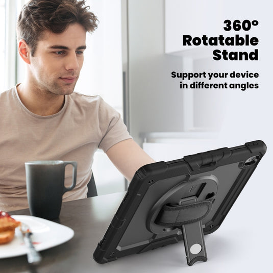 [Built-in 360° Rotating Hand Strap & Stand] Apple iPad 10.2 Inch 9th/ 8th/ 7th Gen 2021/2020/2019 Shockproof with Screen Protector Pencil Holder Heavy Duty Series Case