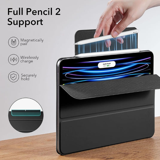 [Built-in & Stand][Pencil Holder] Apple iPad Pro 11 Inch Cover (2022/2021/2020, 4th/3rd/2nd Gen) Powerful Magnetic Attachment Slim Trifold Stand Supports Pencil(USB-C) Durable Protection Case