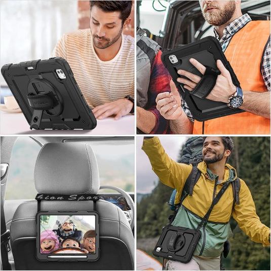 [Built-in 360° Rotating Hand Strap & Stand] Apple iPad Pro 11-inch M4 (2024) - Shockproof with Screen Protector Pencil Holder Heavy Duty Series Case