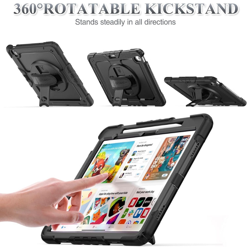 Load image into Gallery viewer, [Built-in 360° Rotating Hand Strap &amp; Stand] Apple Ipad Air 13&quot; 6th Gen M2 Chip 2024 Shockproof with Screen Protector Pencil Holder Heavy Duty Series Case
