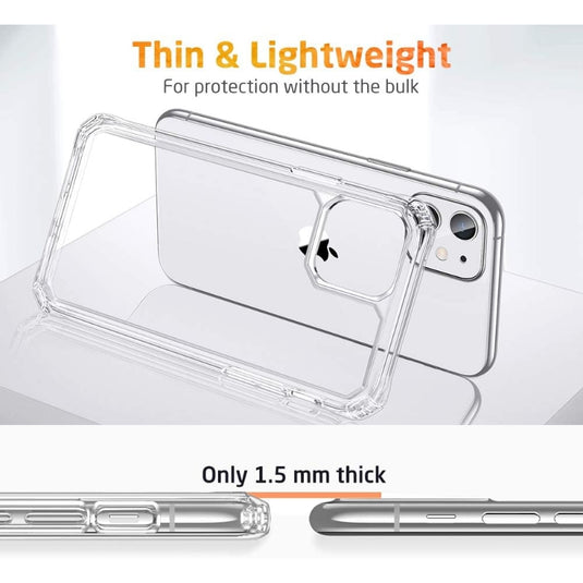 Apple iPhone 11 -  Air Armor Clear Shockproof Scratch-Resistant Military Grade Protection Hard PC + Flexible TPU Frame Essentials Series Case