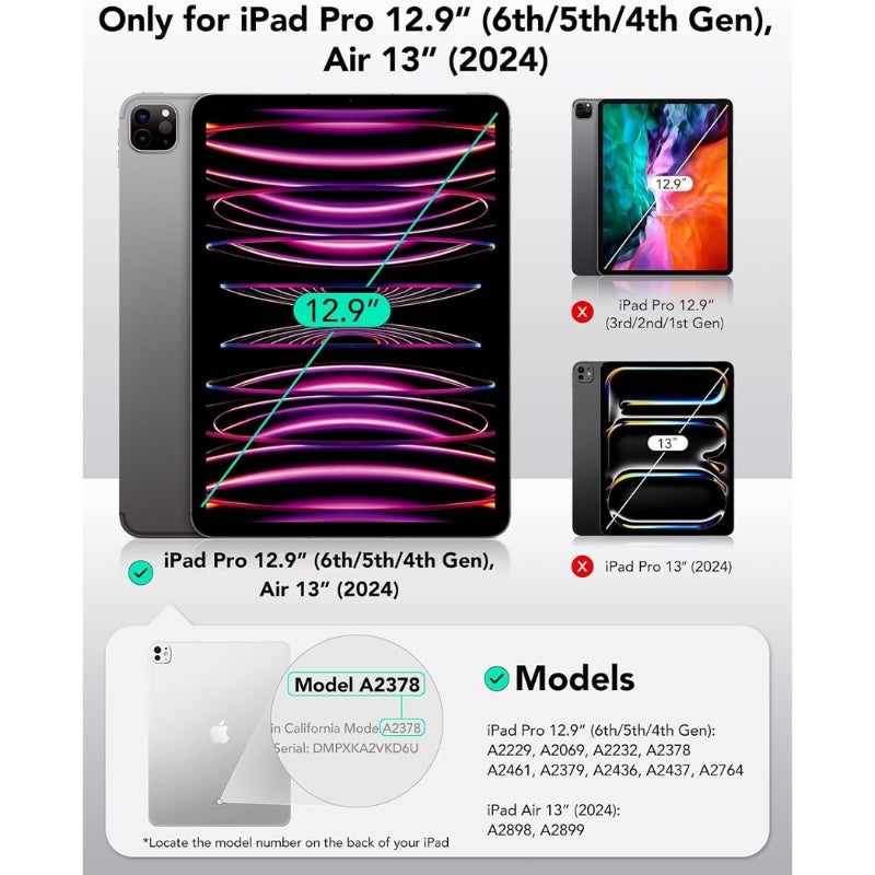 Load image into Gallery viewer, [Built-in &amp; Stand][Pencil Holder] Apple  iPad Pro 12.9 inch (2022/2021/2020, 6th/5th/4th Gen) Powerful Magnetic Attachment Slim Trifold Stand Supports Pencil(USB-C) Durable Protection Case
