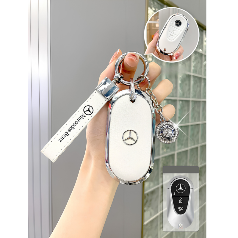 Load image into Gallery viewer, Mercedes Benz Glitter Leather Car Key Fob Case Cover For E300L, C260L, C200, GLB, A200L, S-Class, GLC260, GLE350, GLA - i-Station Mobile Phone &amp; Electronic Device Repair and Accessories
