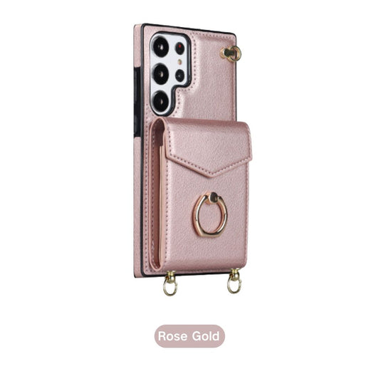 [With Card Slot] Samsung Galaxy S24/Plus/Ultra - Women Crossbody PU Leather Wallet Series Stand Case With Lanyard