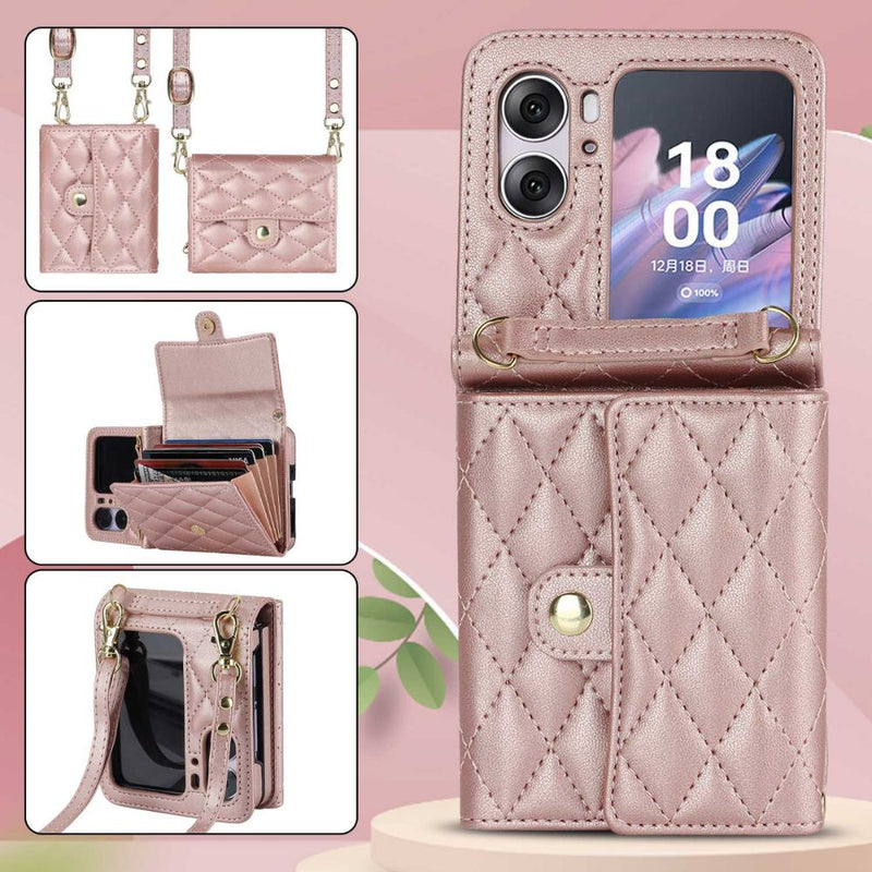 Load image into Gallery viewer, [With Card Slot] OPPO Find N3 Flip (PHT110) - Women Crossbody Simple PU Leather Wallet Series Case With Lanyard
