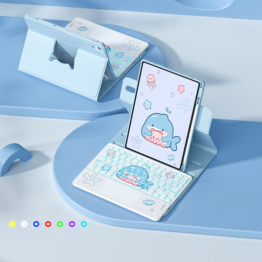 [With Backlit] Apple iPad 5/6 9.7'' 5/6th Gen (2017/2018) - Cartoon Rotation Magnetic Adsorption Keyboard Case - i-Station Mobile Phone & Electronic Device Repair and Accessories