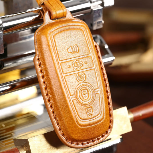 Ford Handcrafted Genuine Leather Folding Key Protective Case For Raptor F-150, Focus, Escort, Mondeo, Edge, Explorer, Mustang