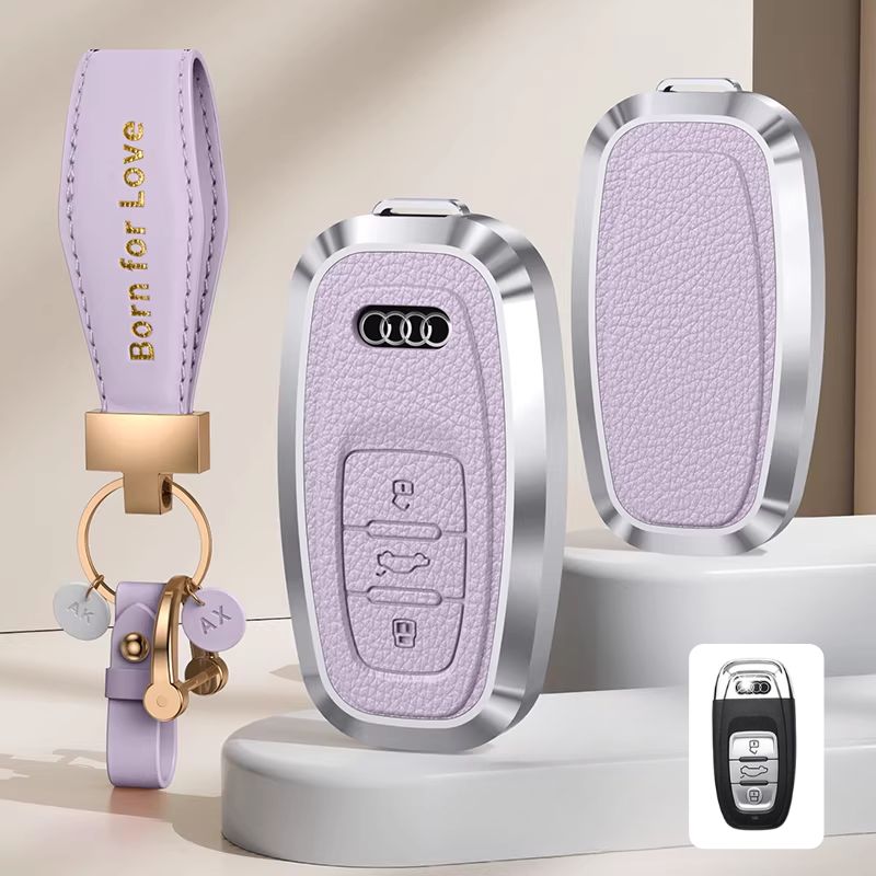 Load image into Gallery viewer, Audi Aluminum Alloy Leather Car Key Fob Case Cover For A6L, A4L, Q5L, A3L, Q3, Q2L, A5, A7L, Q7, A8, Q4 e-tron - i-Station Mobile Phone &amp; Electronic Device Repair and Accessories
