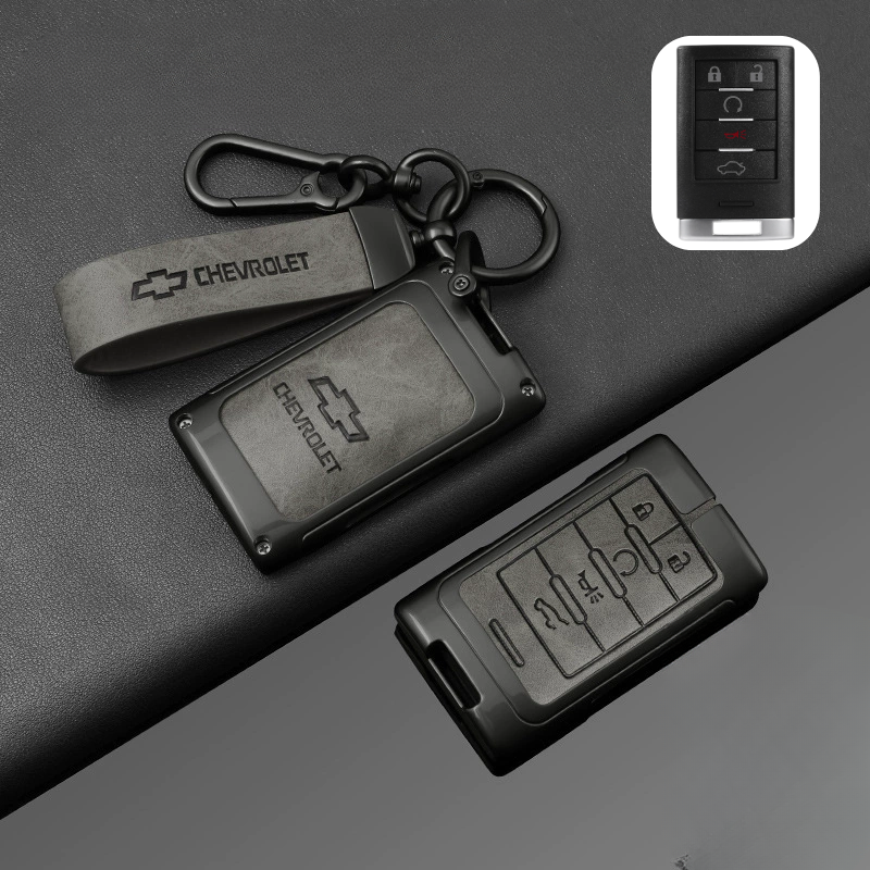 Load image into Gallery viewer, Chevrolet Zinc Alloy + PU Leather Car Key Fob Case Cover For Malibu, Equinox, Trax, Express, Silverado, Captiva
