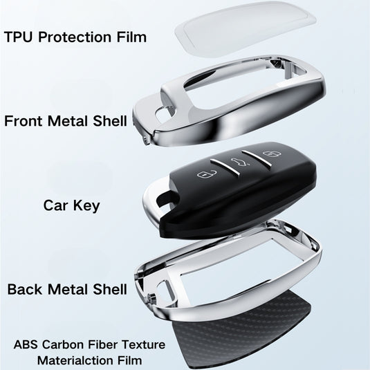 Hyundai Zinc Alloy + Carbon Fiber Texture Car Key Case For Palisade, Elantra, Accent, Kona, Santa Fe, Veloster