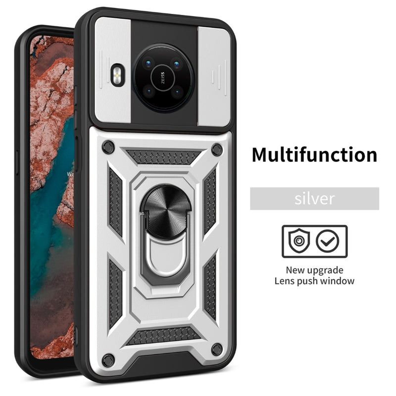 Load image into Gallery viewer, Nokia C10/C20 - Multifunction Sliding Window Heavy Duty Series Case With Finger Ring Stand
