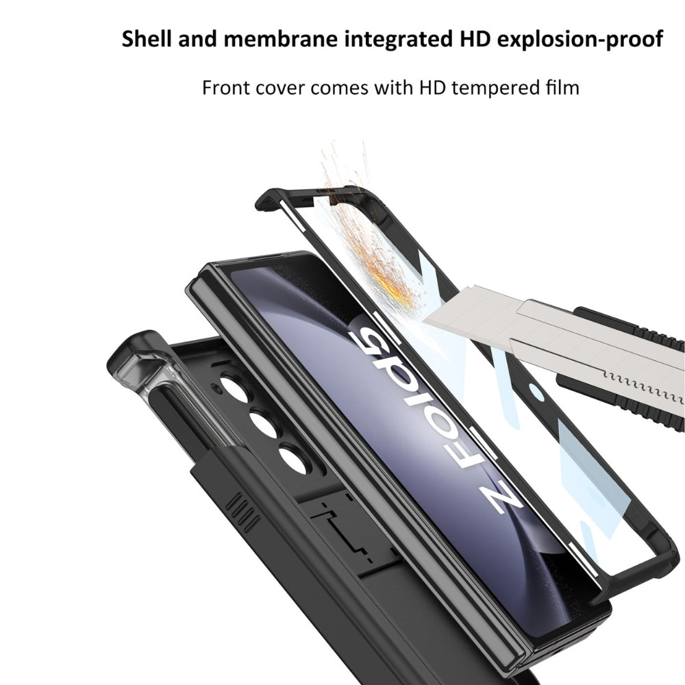 [With Pen Slot] [With Stand] Samsung Galaxy Z Fold 5(SM-F946) - Foldable Magnetic S Pen Creative Storage Armor Protective Case - i-Station Mobile Phone & Electronic Device Repair and Accessories