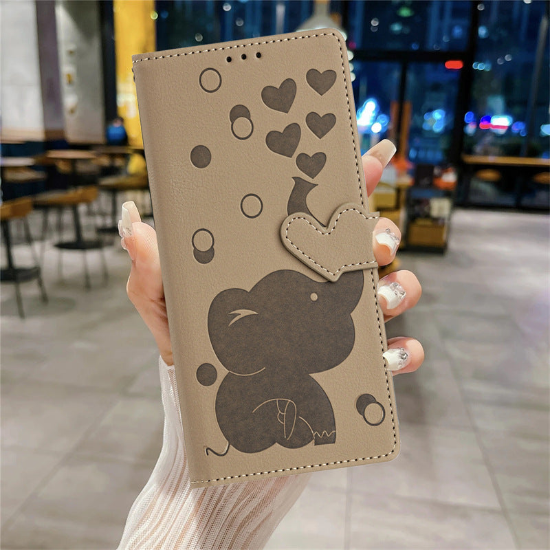 Load image into Gallery viewer, Samsung Galaxy A16 4G/5G - Cartoon Heart-shaped Elephant PU Leather Wallet Series Case
