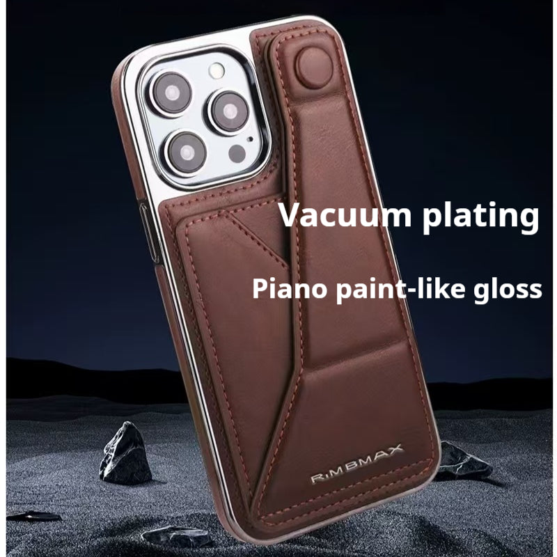 Load image into Gallery viewer, [With Card Slot] Apple iPhone 15/Plus/Pro/Pro Max Electroplated Shockproof Genuine Leather Series Case
