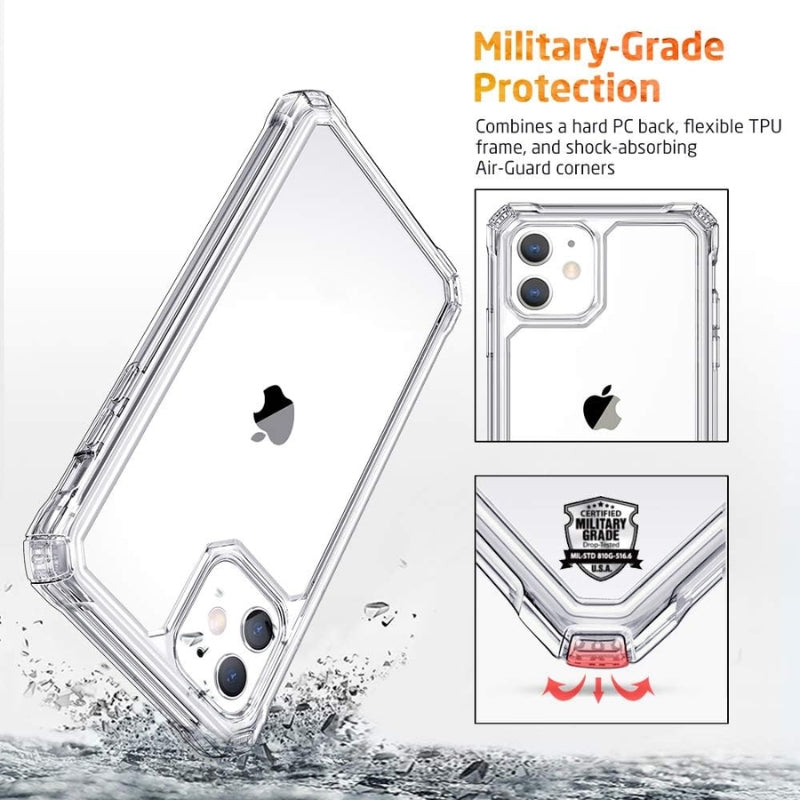 Load image into Gallery viewer, Apple iPhone 11 -  Air Armor Clear Shockproof Scratch-Resistant Military Grade Protection Hard PC + Flexible TPU Frame Essentials Series Case
