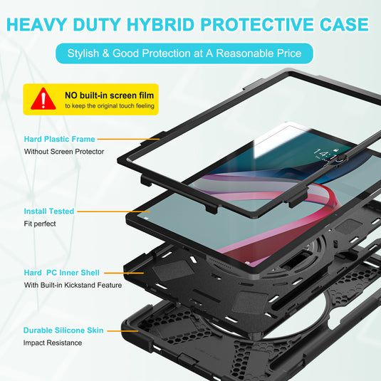 [Built-in Kickstand] Lenovo Tab M10 Gen 3 (3rd Gen) 10.1" inch 2022 (TB-328F/TB-328X) - Silicone Full Covered Heavy Duty Series Case With Adjustable Hand Strap