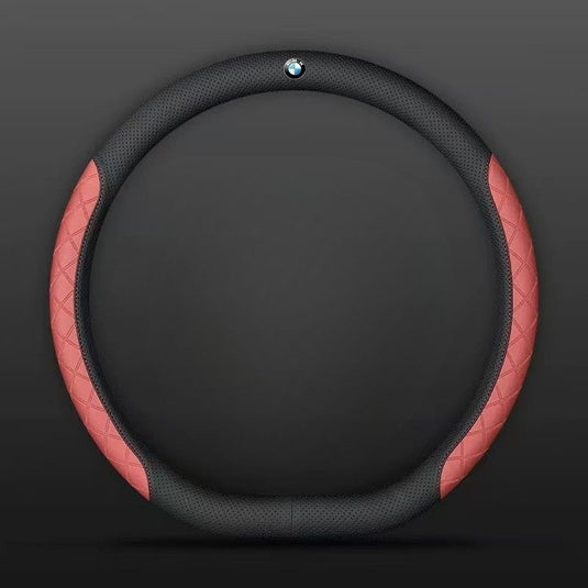 BMW PU Leather Steering Wheel Cover with Heat-Pressed Embossed Texture For 5 Series (530), 3 Series, 7 Series, 1 Series, X1, X2, X3, X4, X5, i3, iX3