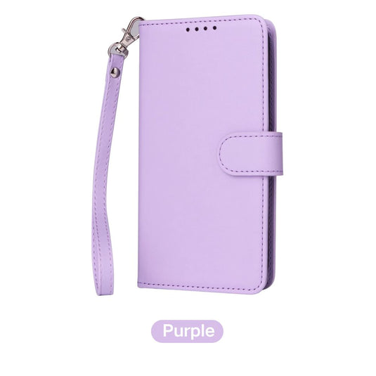 [With Card Slot] Samsung Galaxy S24/Plus/Ultra -  Magnetic Dismantling Genuine Leather Flip Wallet Series Stand Case With a Leather Lanyard