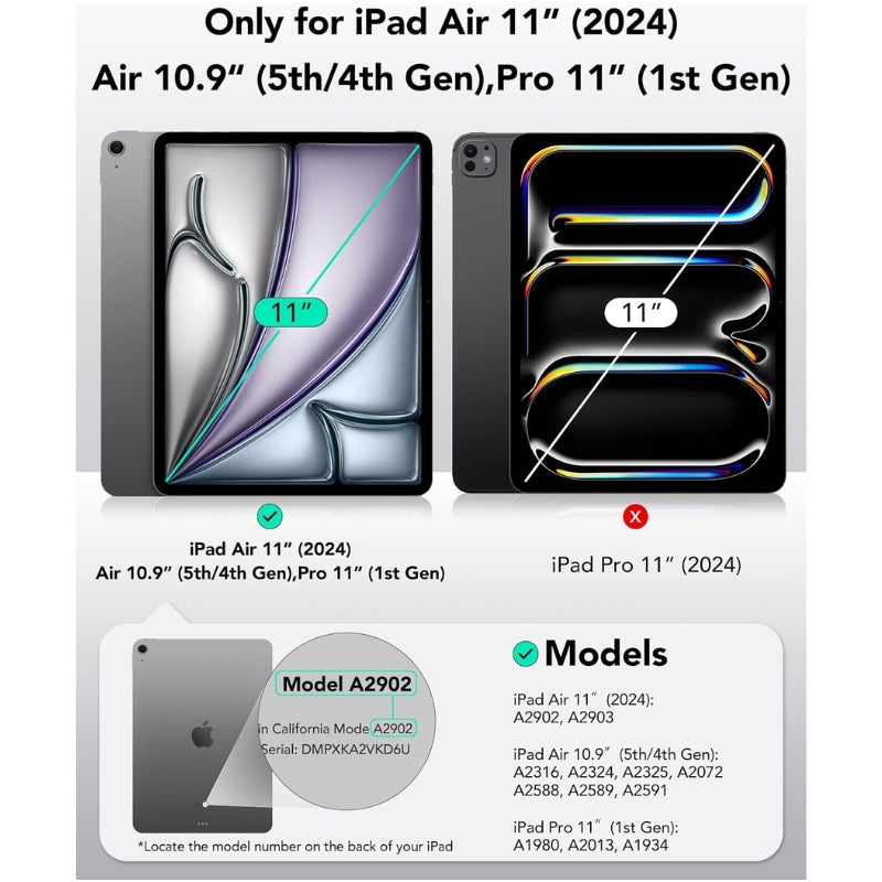 Load image into Gallery viewer, [Built-in &amp; Stand][Pencil Holder] Apple iPad Air 11 Inch M2(2024), iPad Air 5th/4th Gen (2022/2020) Powerful Magnetic Attachment Slim Trifold Stand Supports Pencil(USB-C) Durable Protection Case
