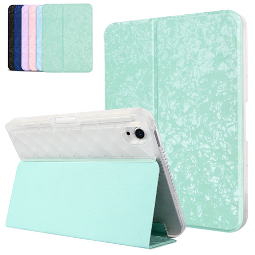 [Built-in Pen Slot] Apple iPad Mini 6/7 8.3'' 6/7th Gen (2021/2024) Shell Pattern Leather Transparent Protective Case