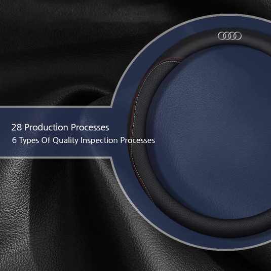 Audi Genuine Leather Breathable Steering Wheel Cover for Q5L, A4L, A6L, A3, A5, A7, A8, Q3, Q7, Q8