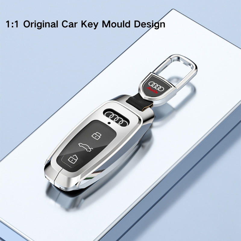 Load image into Gallery viewer, Audi Zinc Alloy + Carbon Fiber Texture Car Key Case For A3, A4, A5, A6, Q2, Q3, Q5, Q7, Q8, e-tron
