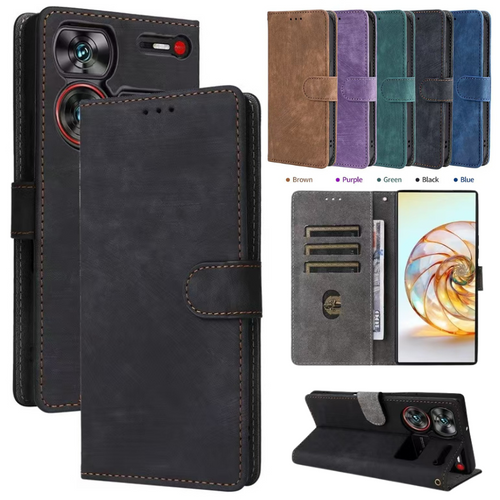 [With Card Slot] ZTE Blade A52 Minimalist Leather Wallet Series Case