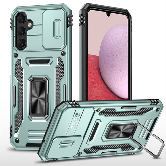 Samsung Galaxy A15 4G (A155) / A15 5G (A156) - Lens Push Window Mechanics Series Case With Finger Ring Stand