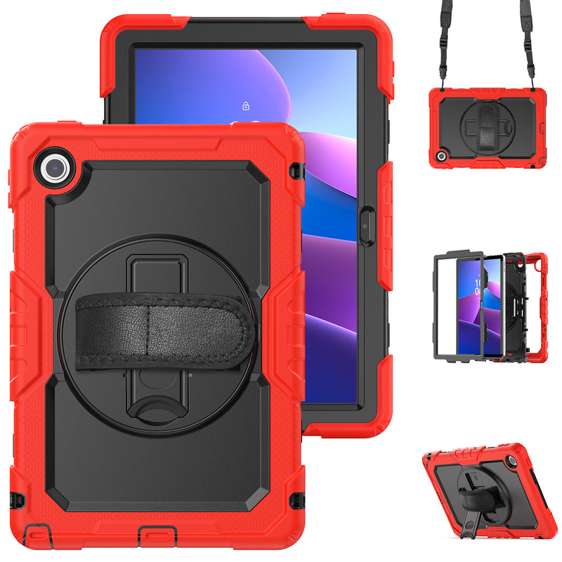 Load image into Gallery viewer, [Built-in Kickstand] Lenovo Tab 10.1&quot; 2025 (TB311FU/TB311XU) - Silicone Full Covered Heavy Duty Series Case With Adjustable Hand Strap
