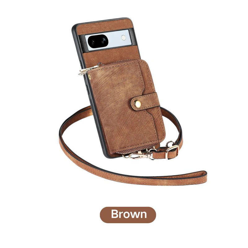 Load image into Gallery viewer, [With Card Slot] Google Pixel 8/8A/8 Pro - Women Crossbody Zip PU Leather Wallet With Lanyard Drop proof Case
