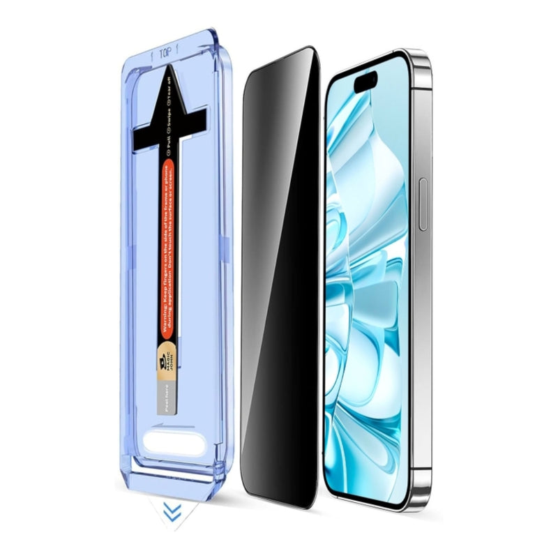 Load image into Gallery viewer, [Easy Automatic Fit Self-Installation Kit] [Privacy] iPhone 16/Plus/Pro/Max - Magic Box Full Covered 9H Hardness HD Tempered Glass Screen Protector
