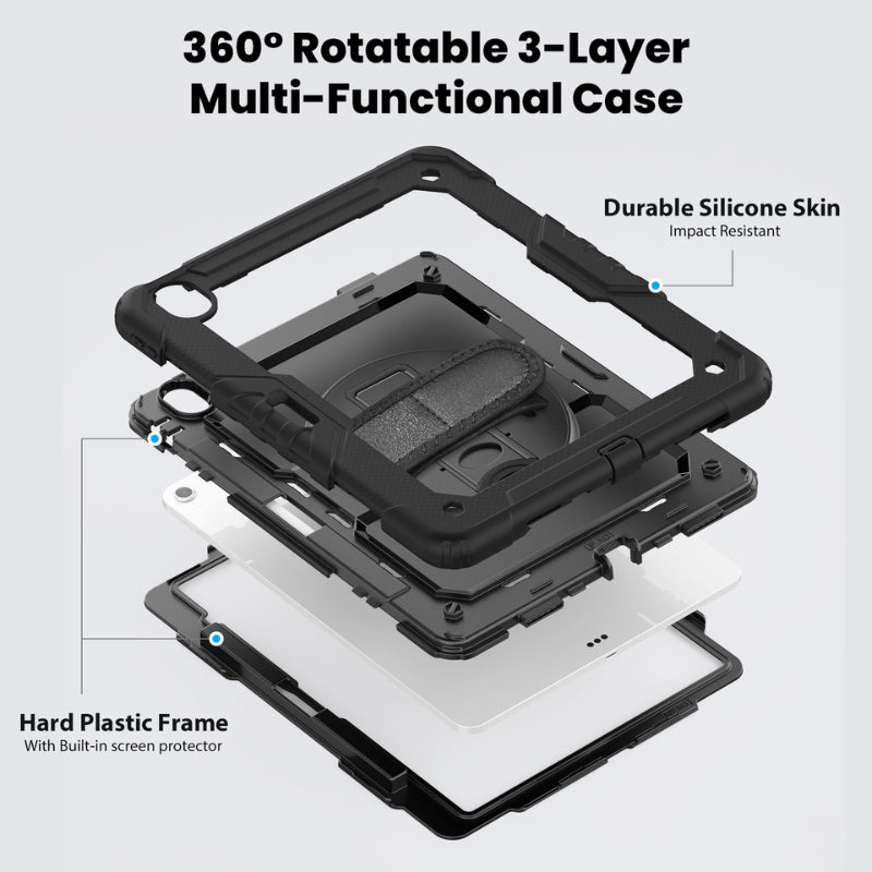 Load image into Gallery viewer, [Built-in 360° Rotating Hand Strap &amp; Stand] Apple iPad 10.9 Inch 10th Gen (2022) Shockproof with Screen Protector Pencil Holder Heavy Duty Series Case
