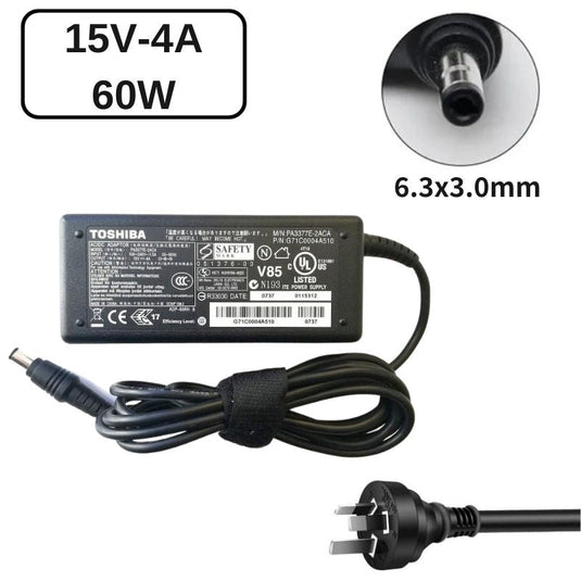 [60W/15V-4A][6.3x3.0] Toshiba Satellite 200 / 300series  AC Power Adapter Laptop Wall Charger (AU Plug) - Polar Tech Australia