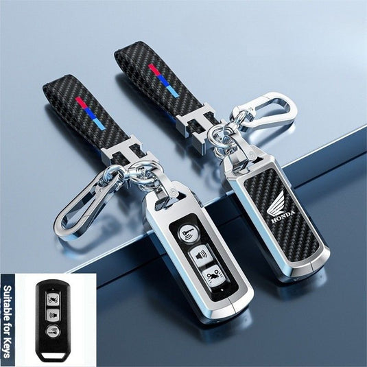 Honda Motorcycle Zinc Alloy + Carbon Fiber Texture Car Key Fob Case Cover For PCX 125, PCX 150, PCX 160, X-ADV, Forza 125, Forza 300, Forza 350, Forza 750, SH125, SH150, SH300, SH350, Scoopy